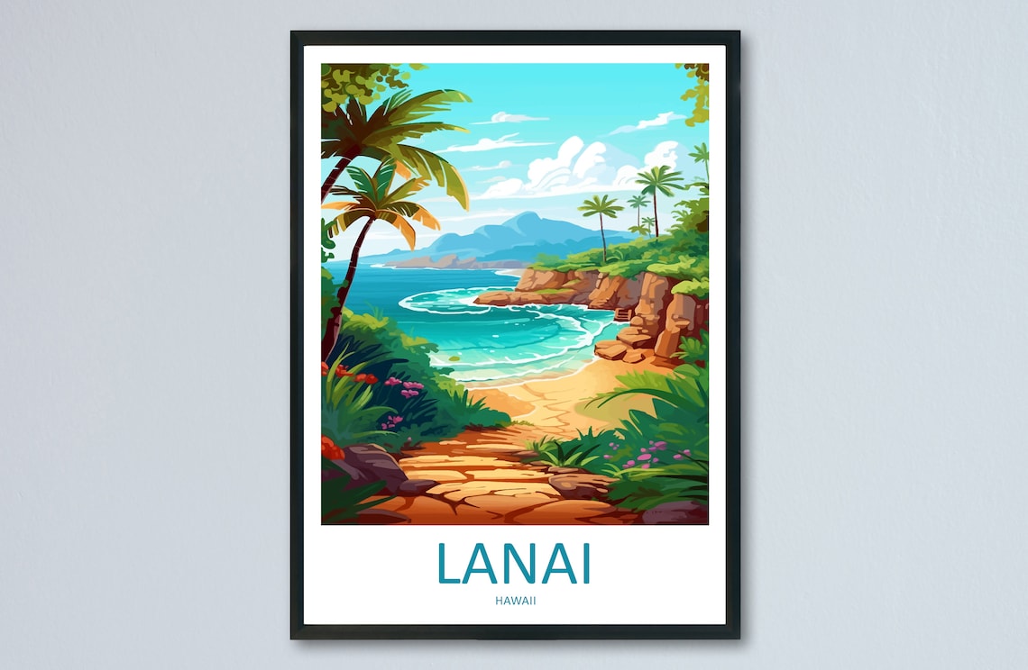 Lanai Travel Poster, Hawaii Place Art Print