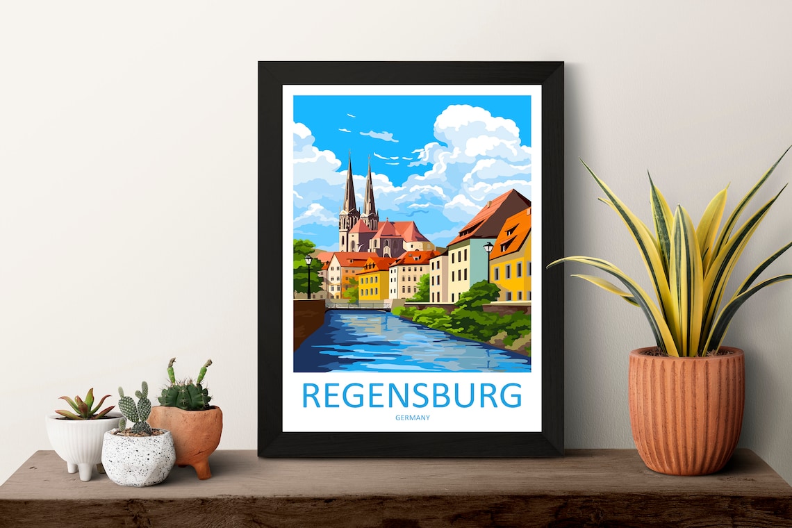 Regensburg Travel Poster, Germany Place Print - Image 3