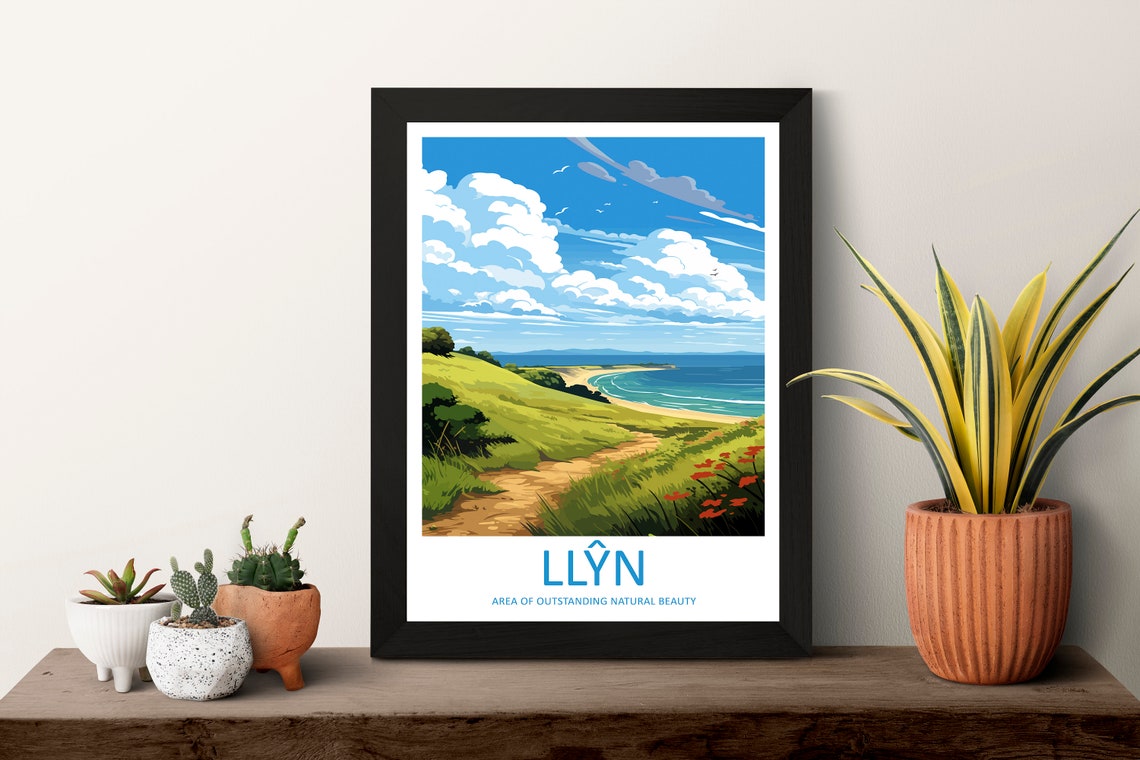 Llyn Peninsula Wales Sandy Beach Path Poppy Fields Travel Poster - Image 3