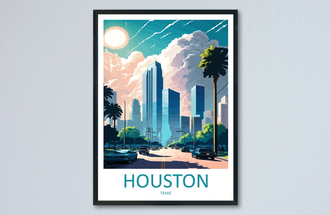 Houston Travel Poster, Texas Place Print