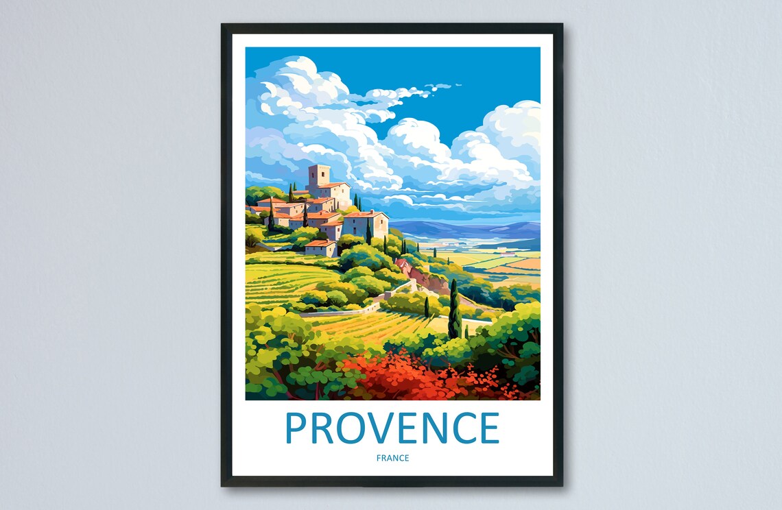 Provence France Sunlit Hilltop Village Vineyard Countryside Poster