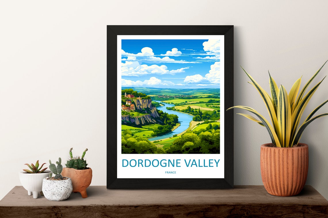 Dordogne Valley France River Bend And Cliffside Village Poster - Image 3