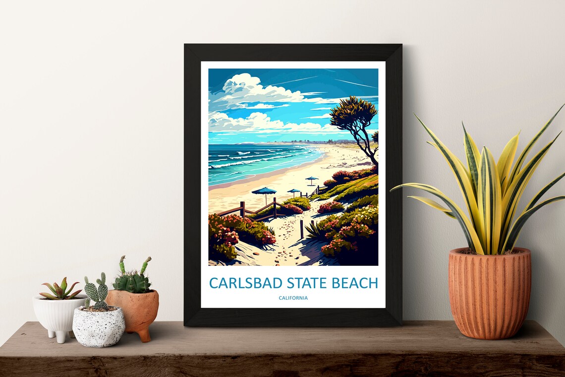 Carlsbad State Beach Travel Poster, California - Image 3