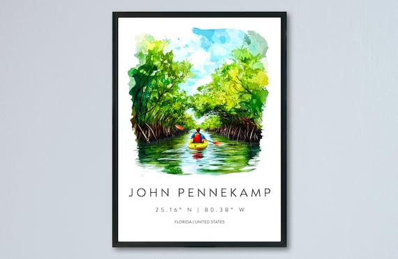 John Pennekamp Coral Reef State Park Watercolor Poster Wall Art Florida Home Dcor Usa Lover Gift Travel Souvenir Print