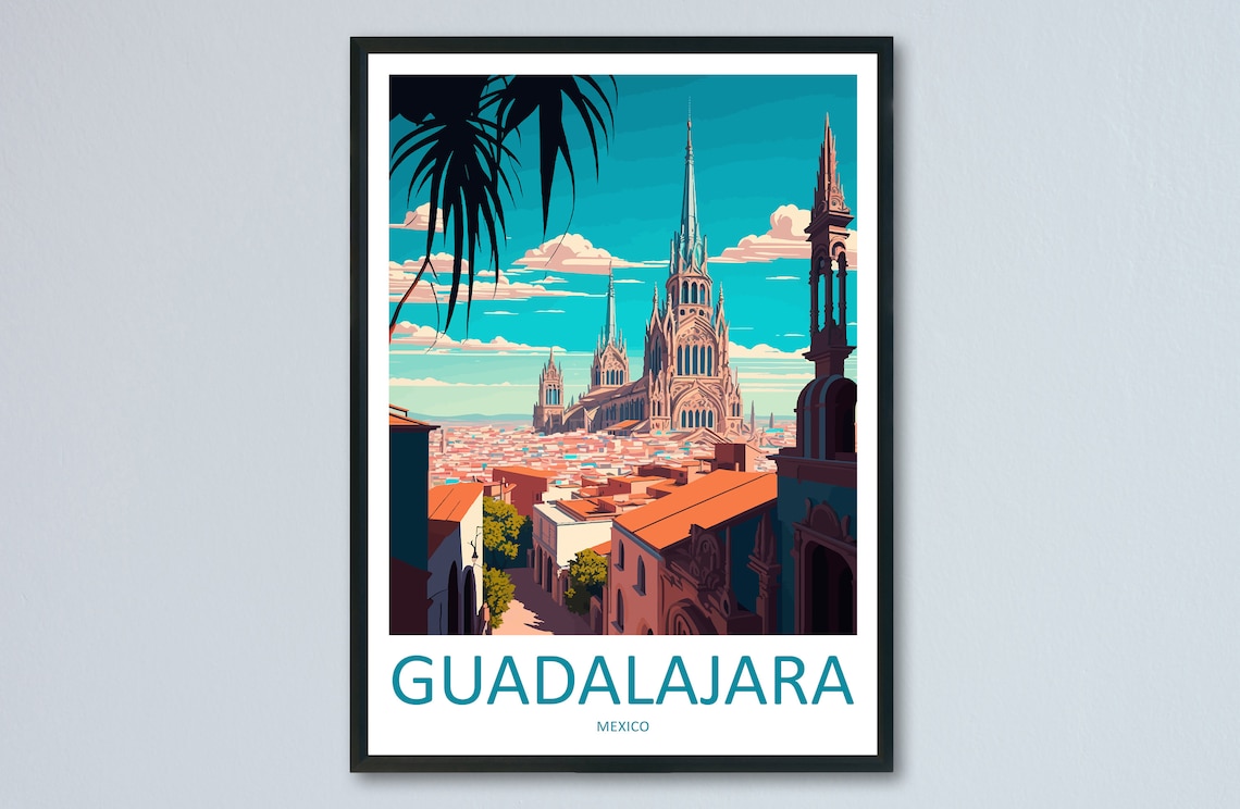 Guadalajara Travel Poster, Cultural Wall Art Print