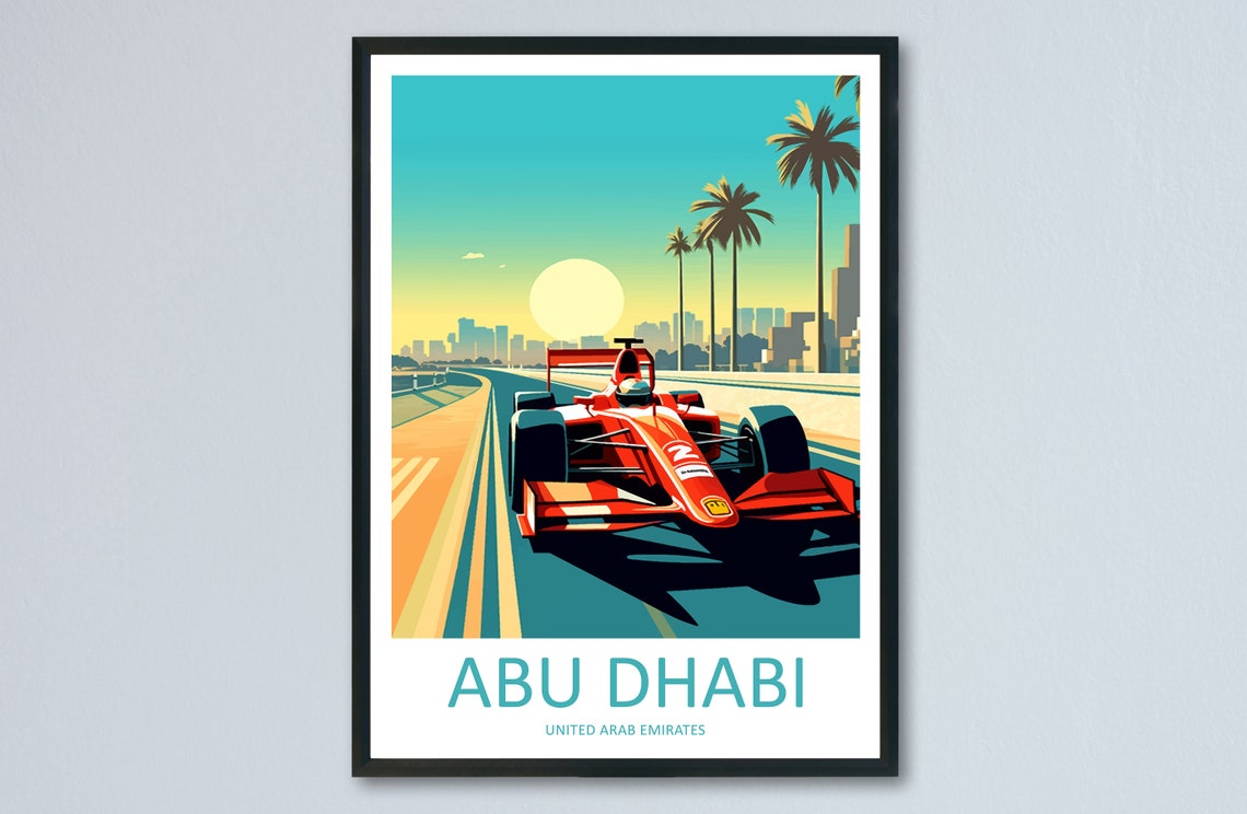 Abu Dhabi Travel Print Wall Decor Abu Dhabi Circuit Poster Motorsport Travel Print Art Print Racing Illustration Uae Race Car Travel Art