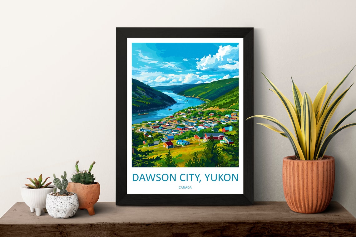Dawson City Yukon Canada Illustrated Vintage Style Travel Poster - Image 3