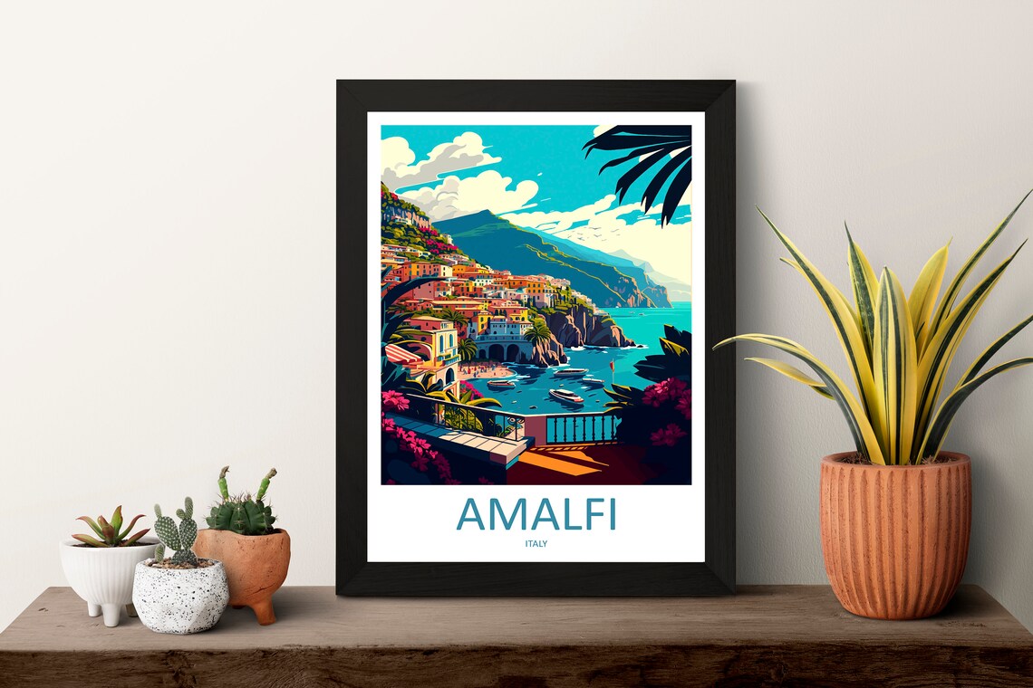 Amalfi Travel Poster, Italy Coastal Destination - Image 3