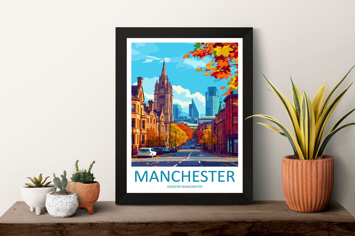 Manchester Travel Poster, England City Wall Art - Image 3