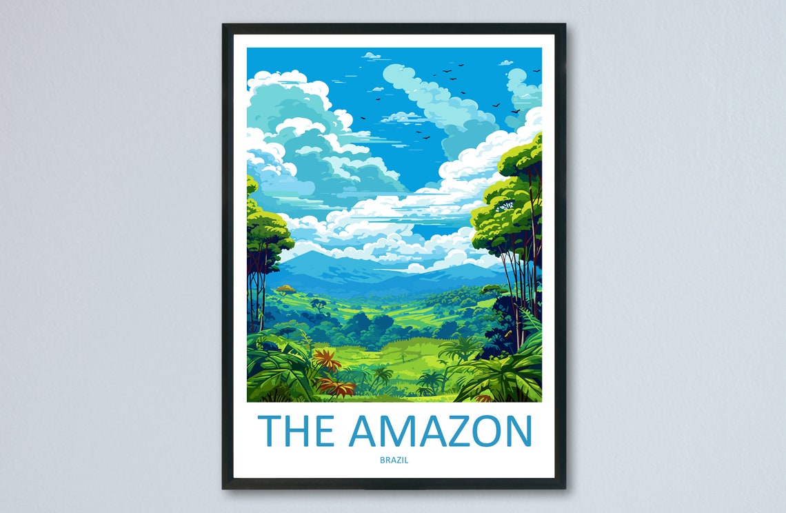 The Amazon Brazil Lush Rainforest Valley Landscape Travel Poster