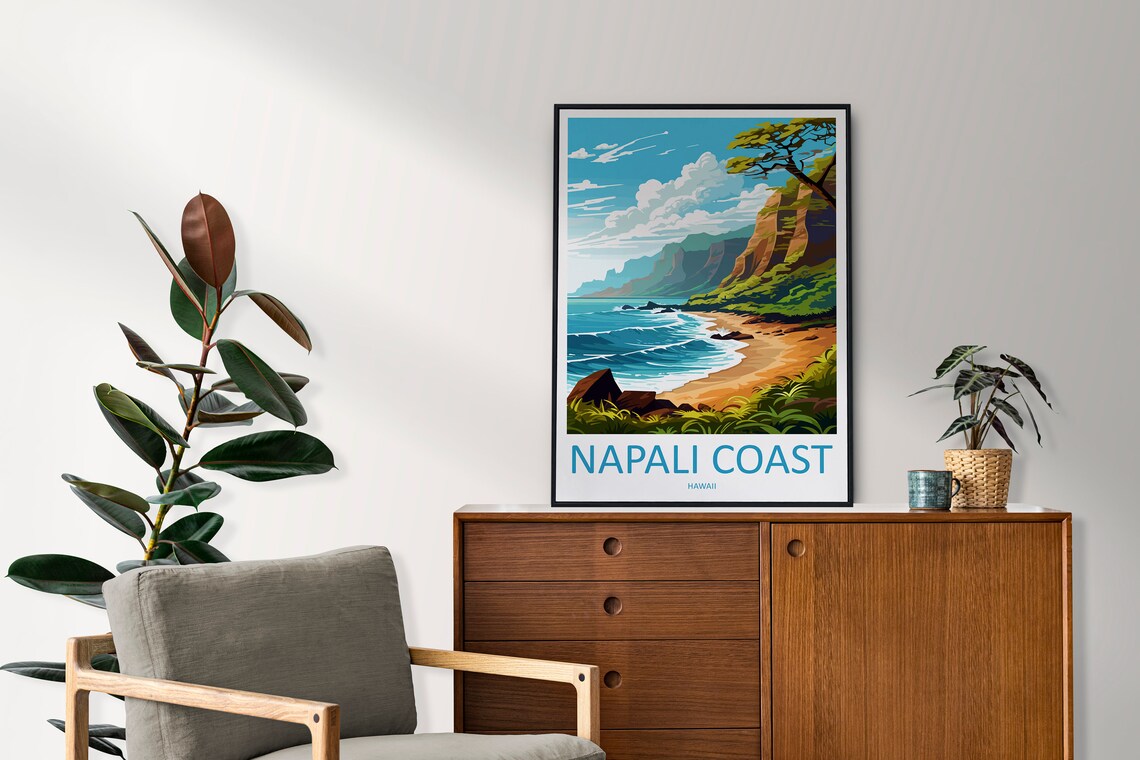 Napali Coast Travel Poster, Hawaii Wall Art - Image 2