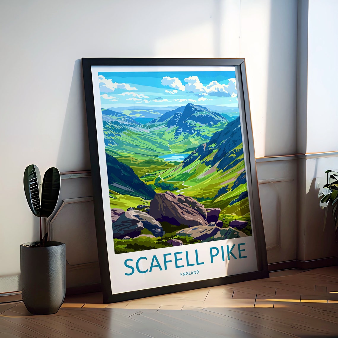 Scafell Pike England Lake District Mountain Valley Art Poster - Image 2