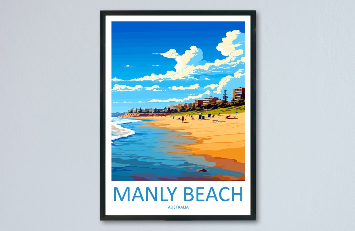 Manly Beach Turquoise Surf Waves Sydney Australia Travel Poster