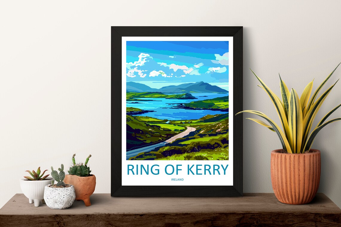 Ring of Kerry Ireland Coastal Green Hills Vintage Travel Poster - Image 3