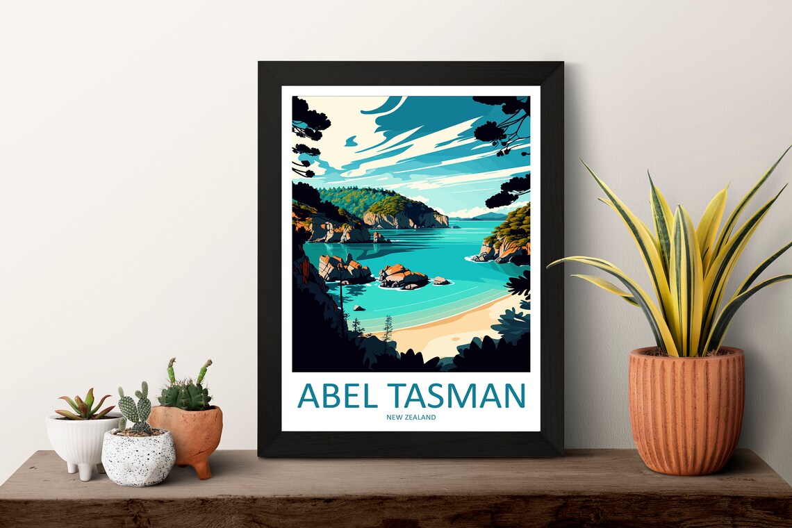 Abel Tasman Travel Poster, New Zealand Travel Art - Image 3
