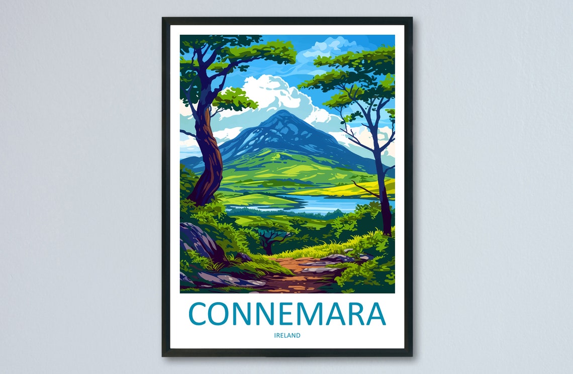 Connemara Ireland Mountain Trail Through Green Valley Poster