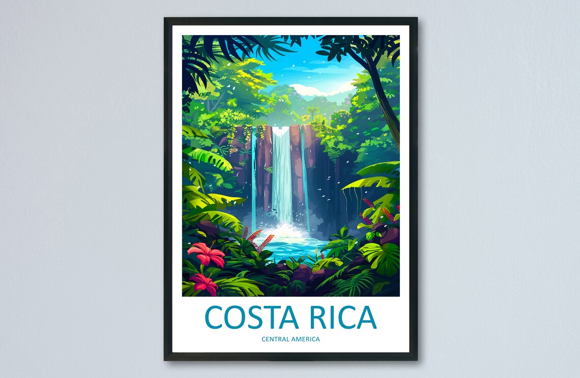 Costa Rica Travel Poster, Caribbean Journey Wall Art