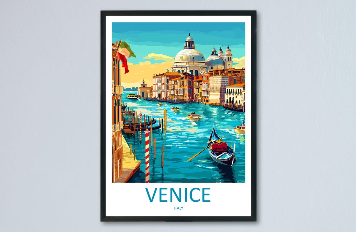 Venice Grand Canal Gondola Italy Vintage Style Travel Poster