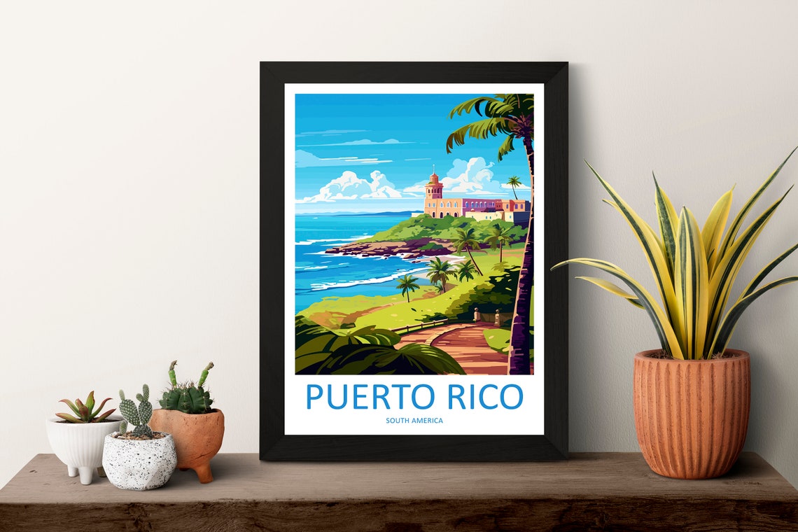 Puerto Rico Travel Print Wall Art Puerto Rico Wall Hanging Home Dcor Puerto Rico Gift Art Lovers Wall Art Caribbean Travel Print Poster - Image 3
