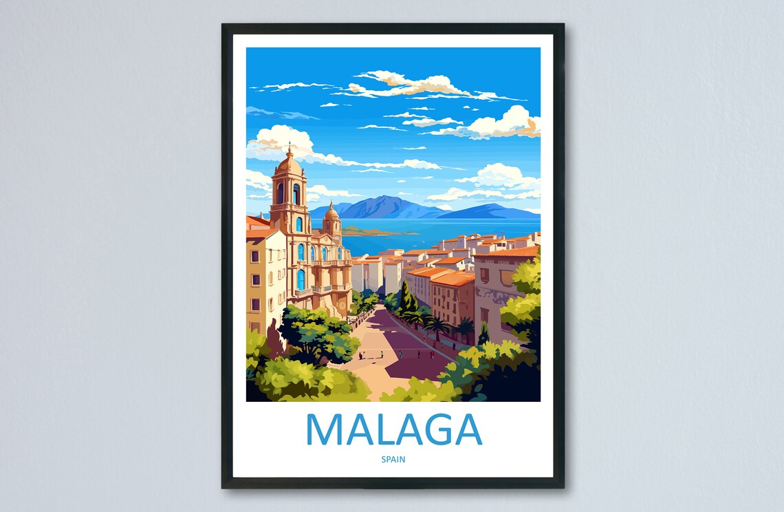 Malaga Travel Print Wall Art Spain Travel Poster