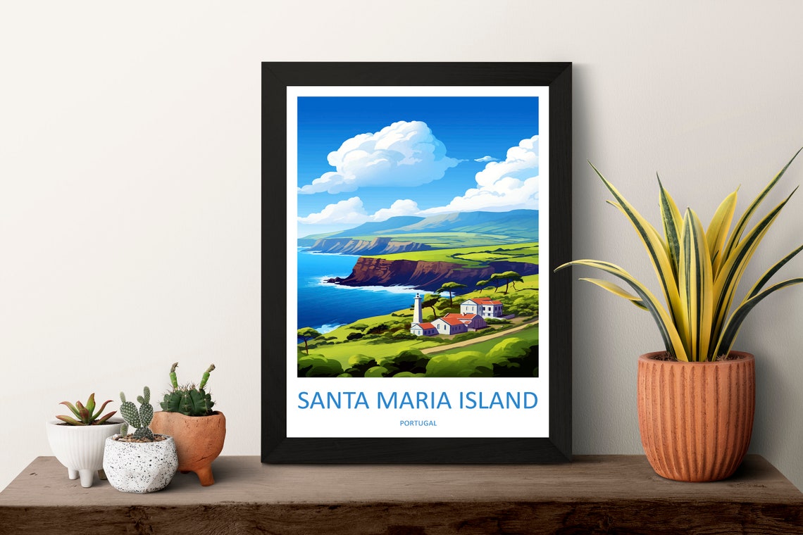 Santa Maria Island Travel Print Wall Art Santa Maria Island Wall Hanging Home Dcor Santa Maria Island Gift Art Lovers Portugal Art Lover - Image 3