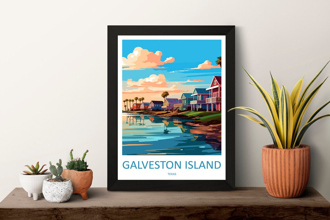Galveston Island Travel Poster, Texas Wall Decor - Image 3