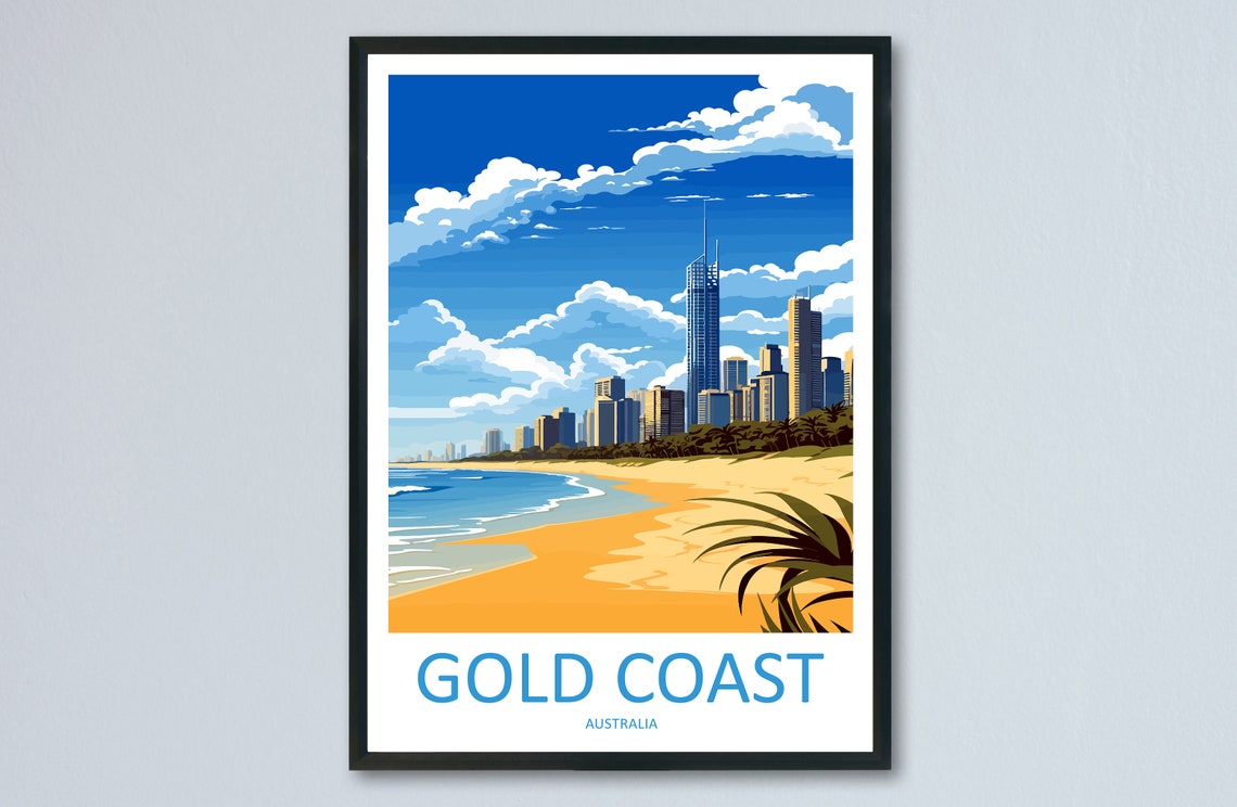 Gold Coast Australia Surfers Paradise City Beach Skyline Poster