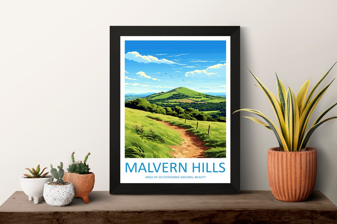 Malvern Hills England Rolling Green Hills Scenic Landscape Poster - Image 3