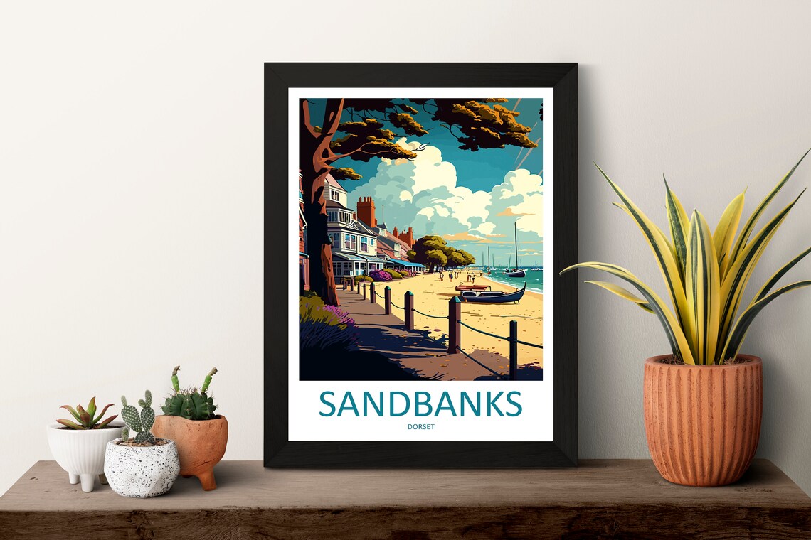 Sandbanks Dorset Sailboats Seaside Promenade England Travel Poster - Image 3