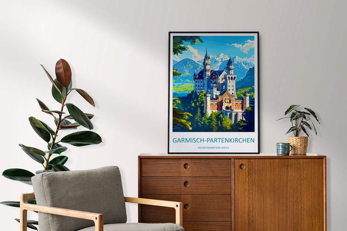 Garmisch Partenkirchen Neuschwanstein Castle Bavaria Travel Poster - Image 2