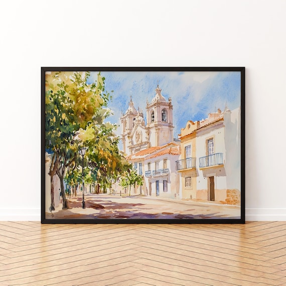 Faro Watercolor Poster, Portugal Travel Poster