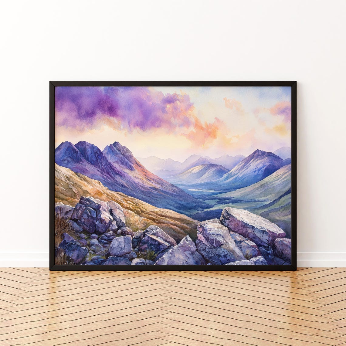 Cairngorms Scotland Highland Peaks Watercolor Mountain Art Poster