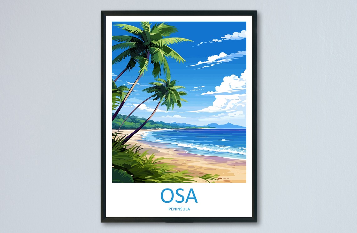 Osa Peninsula Costa Rica Palm Beach Tropical Paradise Travel Poster