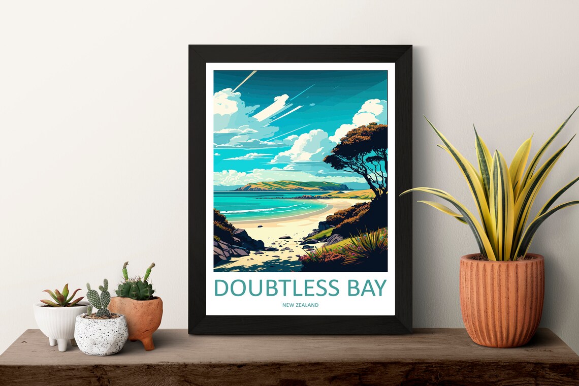 Doubtless Bay Travel Poster, New Zealand Wall Art - Image 3
