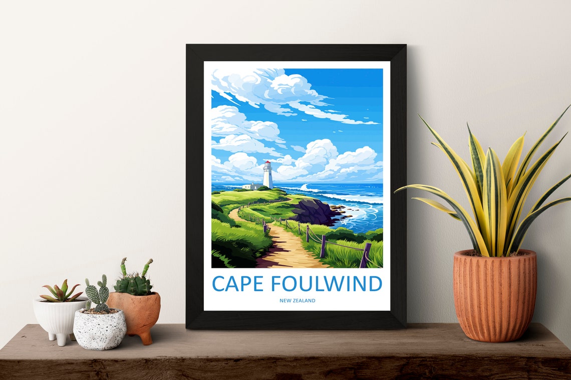 Cape Foulwind New Zealand White Lighthouse Headland Path Poster - Image 3