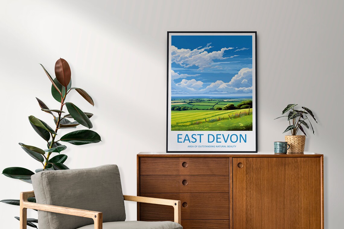East Devon Travel Poster, AONB Home Decor - Image 2