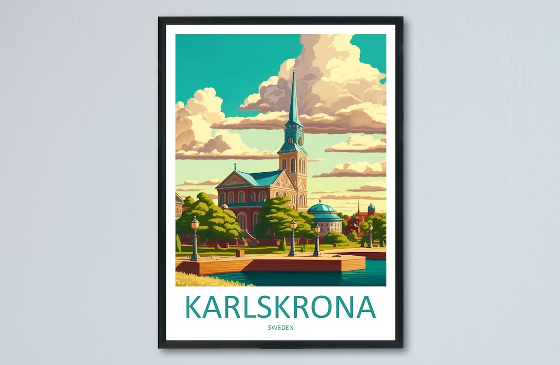 Karlskrona Travel Poster, Swedish Wall Decor