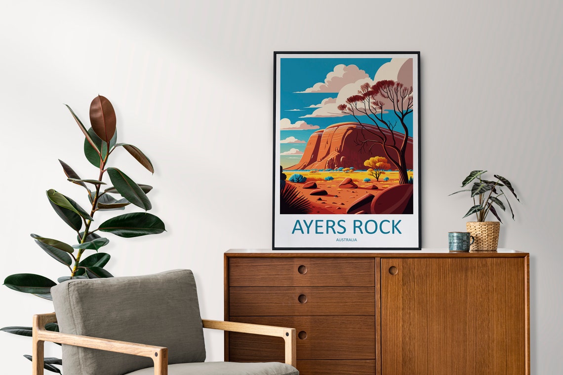 Ayers Rock Australia Uluru Red Desert Scenic Vintage Travel Poster - Image 2
