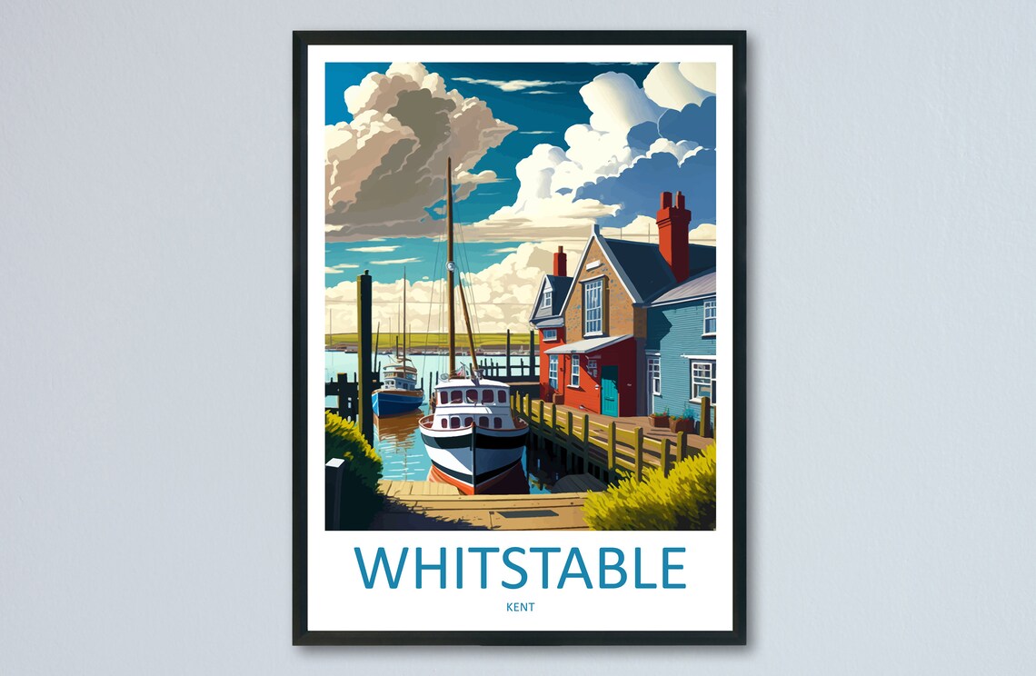 Whitstable Harbour Travel Poster, England Wall Art
