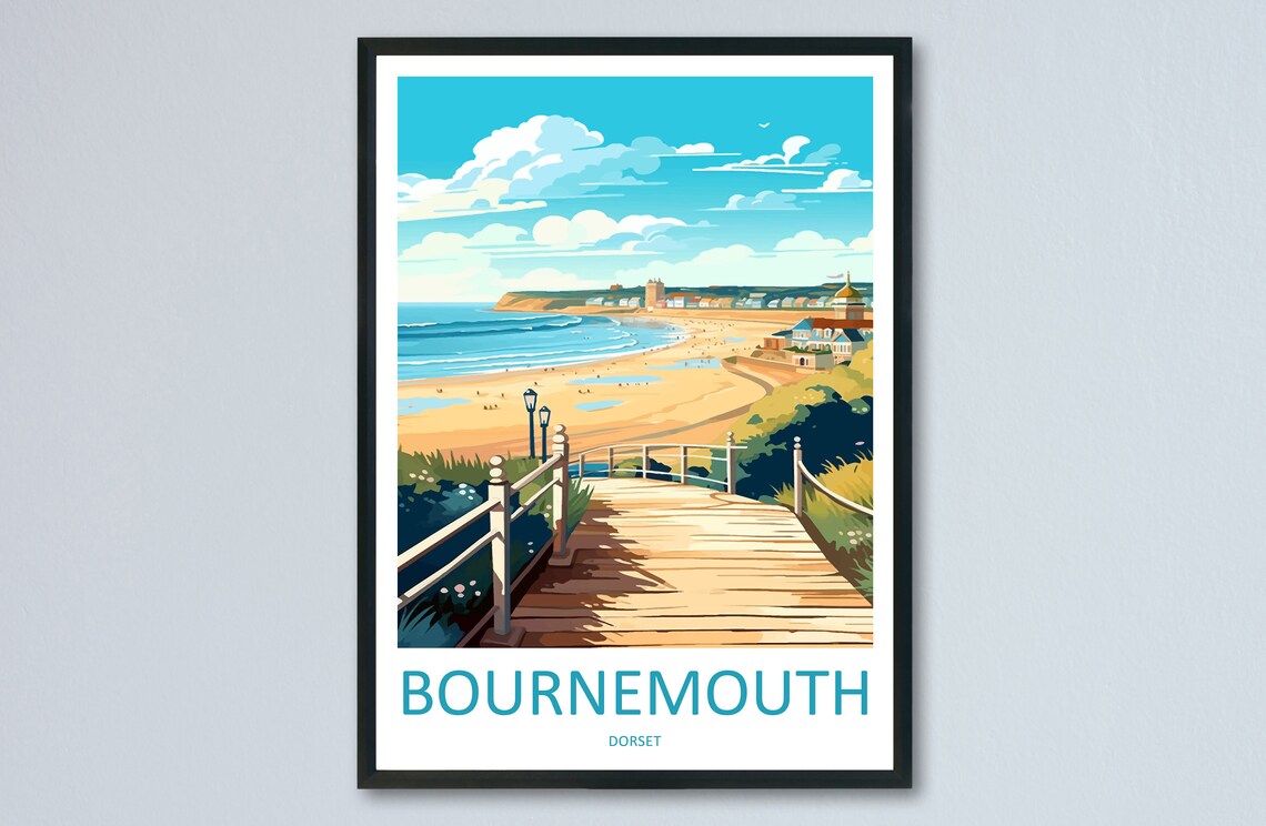 Bournemouth Travel Poster, Dorset Home Decor Print