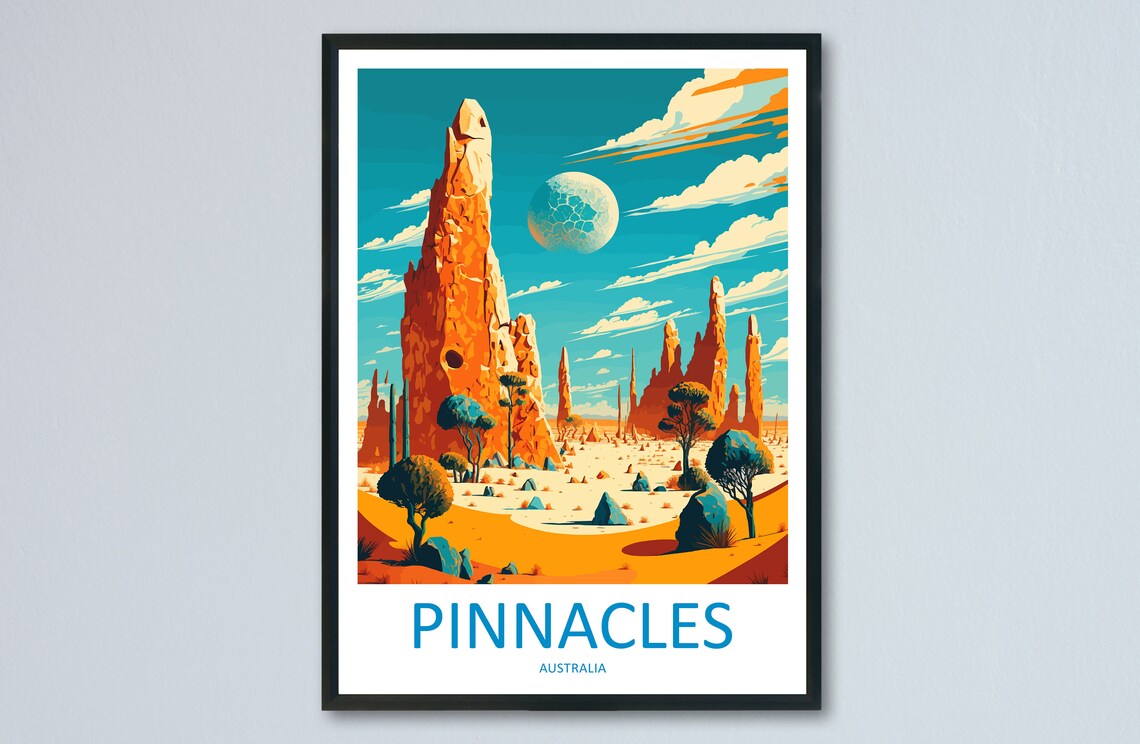 Pinnacles Desert Limestone Towers Western Australia Travel Poster