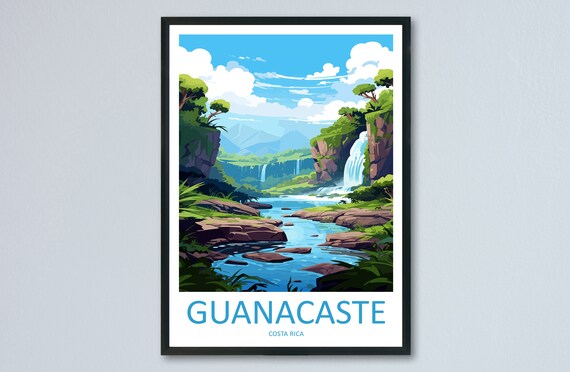 Guanacaste Costa Rica Waterfalls Rocky River Valley Cliffs Travel Poster