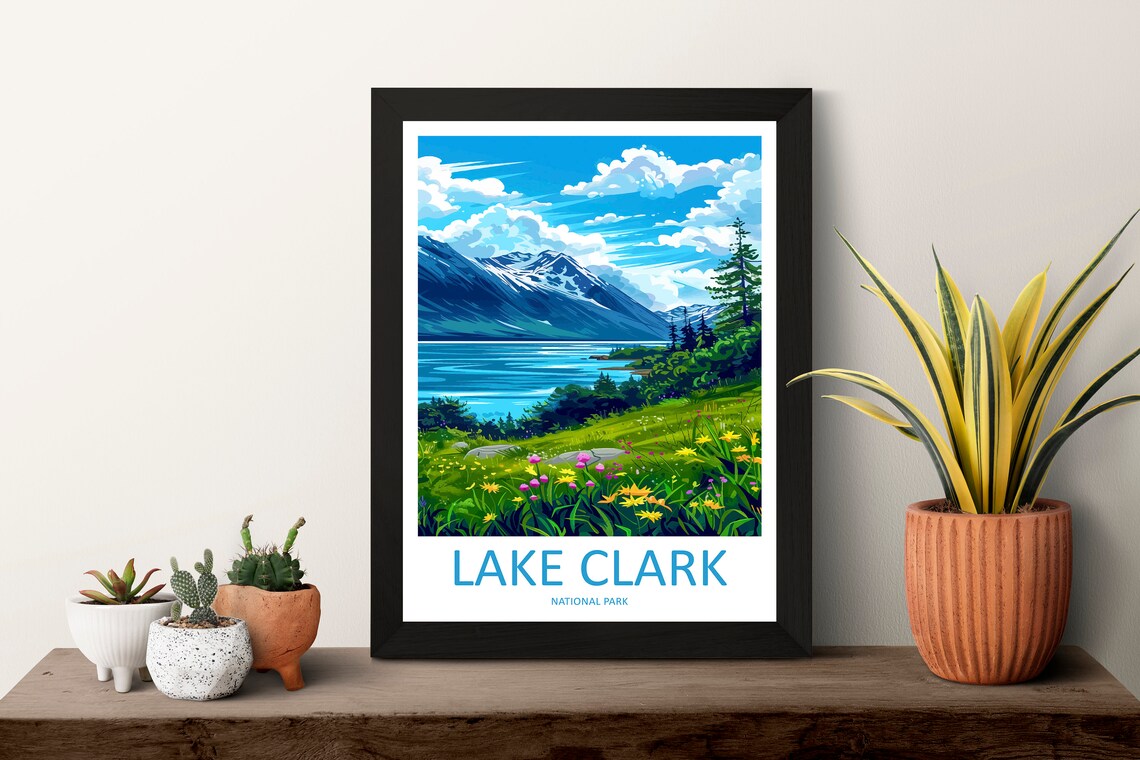 Lake Clark Wildflower Meadow Alaska National Park Art Poster - Image 3