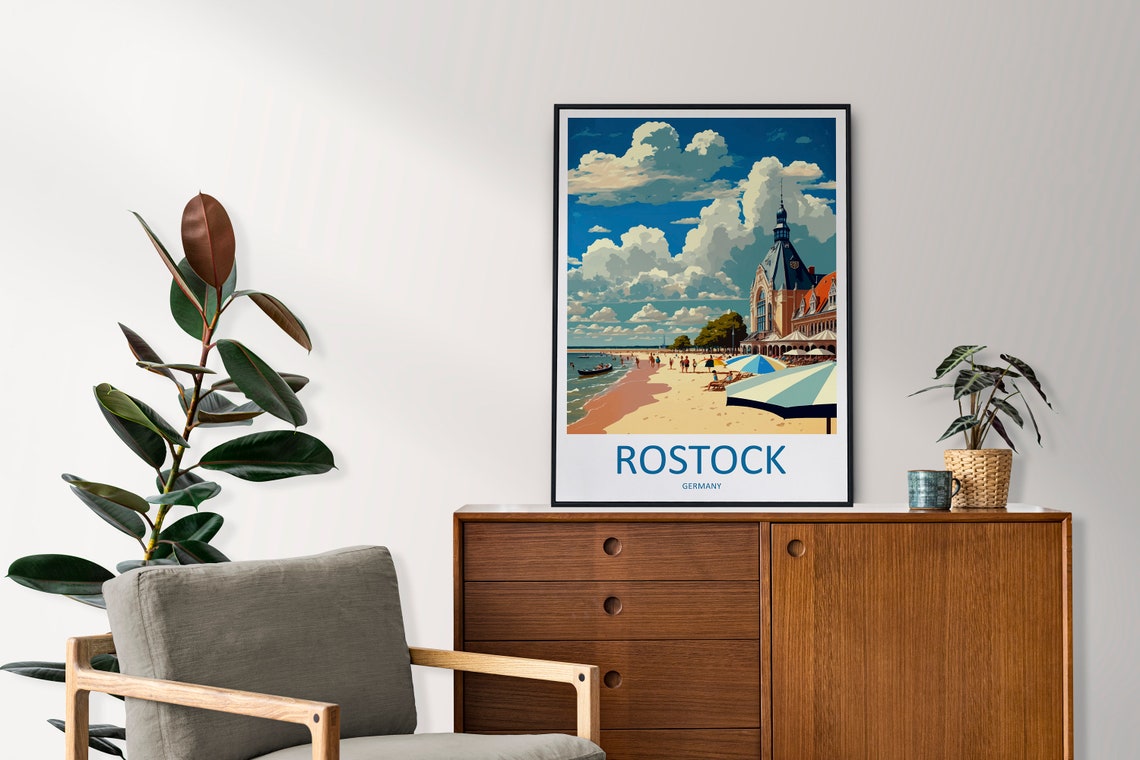 Rostock Travel Print Wall Art Rostock Wall Hanging Home Dcor Rostock Gift Art Lovers Germany Art Lover Gift Rostock Art Travel Gift Rostock - Image 2
