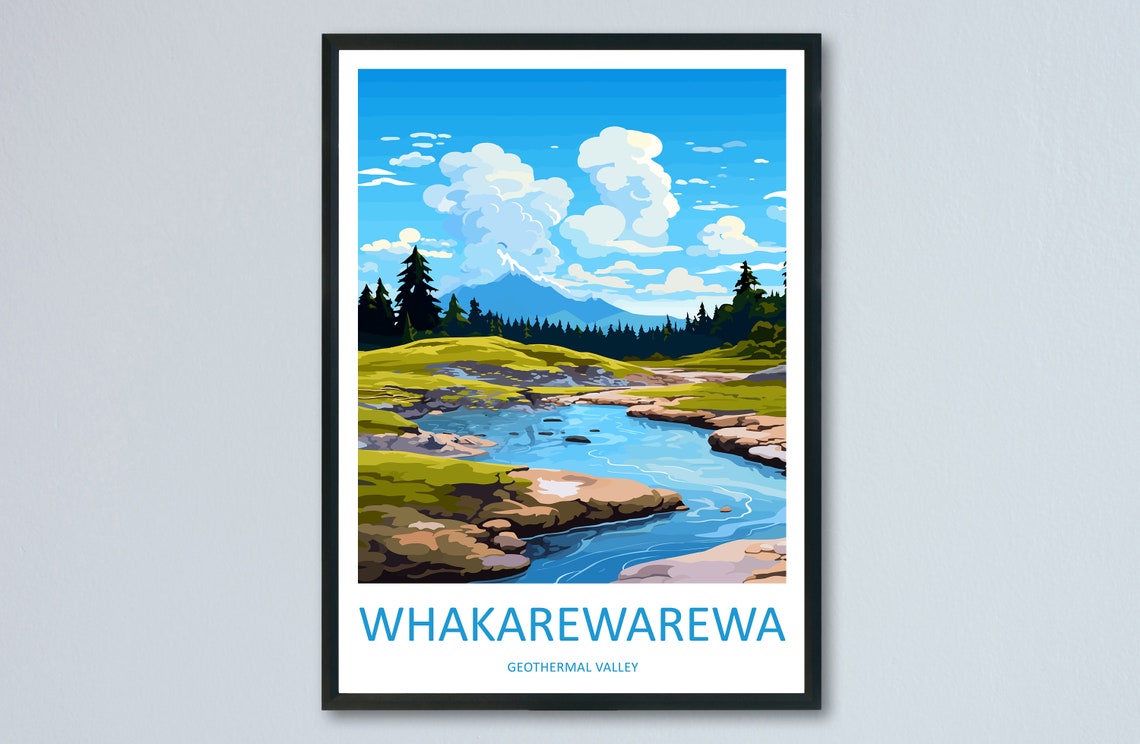 Whakarewarewa Geothermal Valley New Zealand Travel Art Poster
