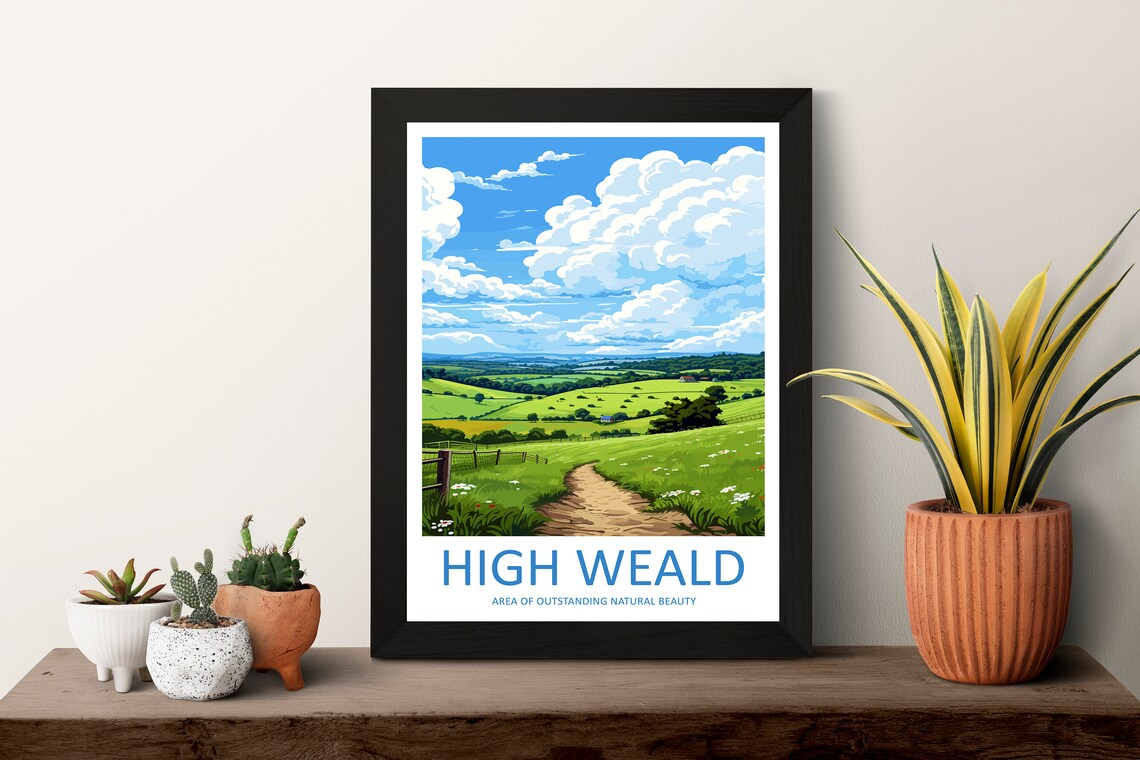High Weald England Rolling Countryside Path Scenic Travel Poster - Image 3