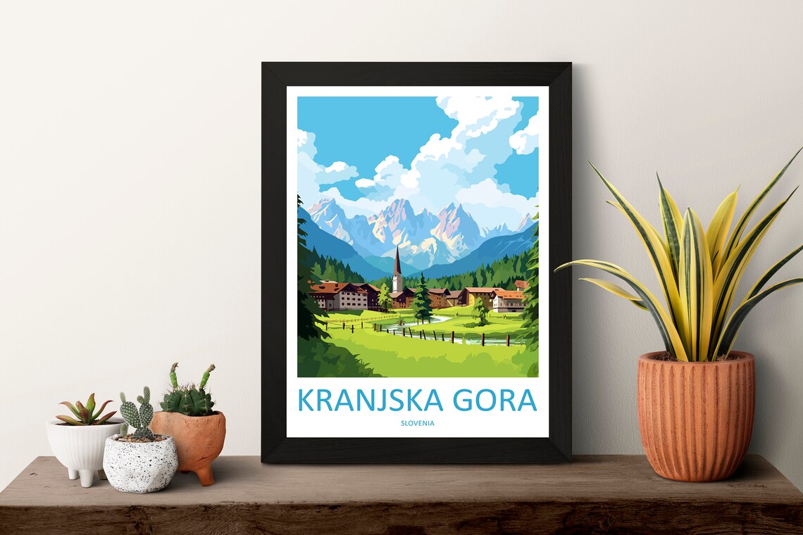 Kranjska Gora Alpine Village Church Snowy Peaks Travel Poster - Image 3
