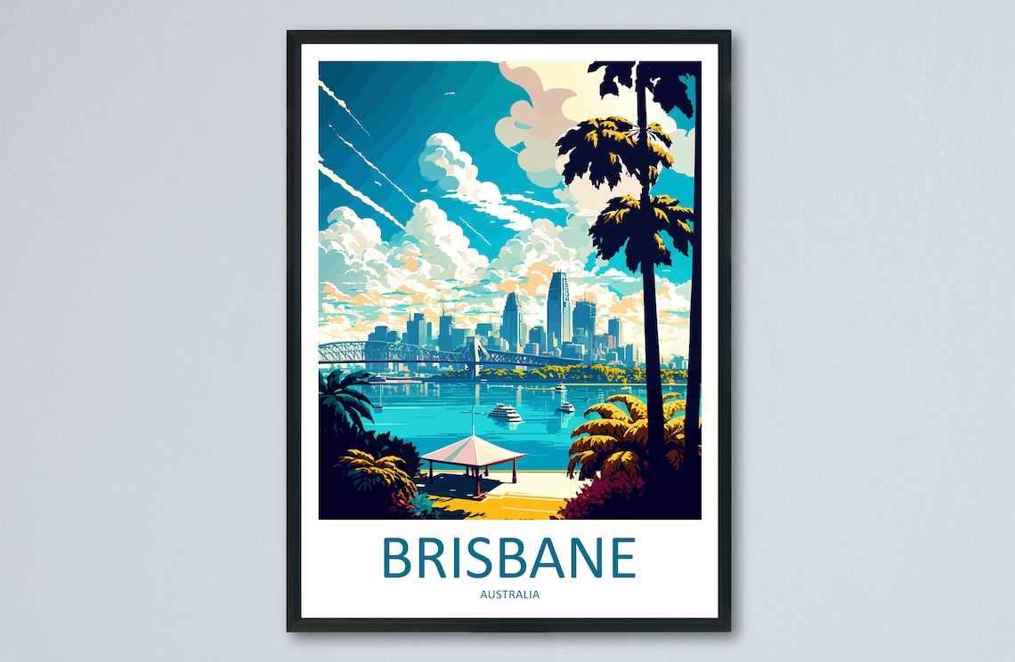 Brisbane Travel Poster, Australia Wall Art Print