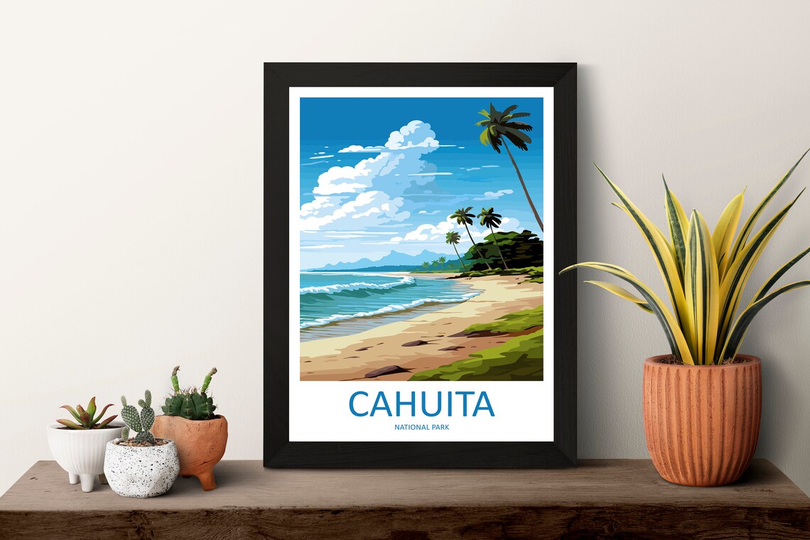 Cahuita National Park Costa Rica Palm Beach Tropical Scene Poster - Image 3