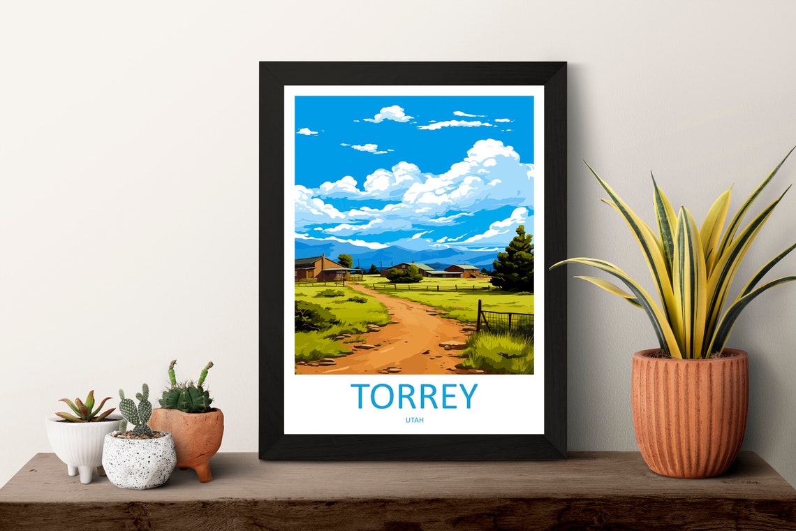 Torrey Utah Rural Ranch Road Green Pastures Farm Scene Poster - Image 3